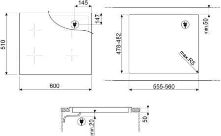 Варочная поверхность индукционная Smeg SIM1644D