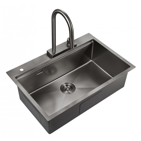 Мойка для кухни Milacio Denia 75 Steel (комплект) (MC.77429) сталь воронёная