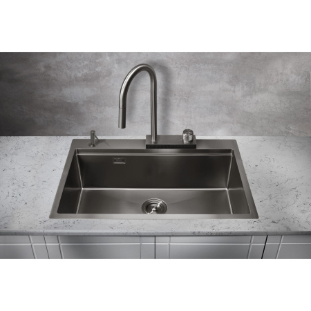 Мойка для кухни Milacio Denia 75 Steel (комплект) (MC.77429) сталь воронёная