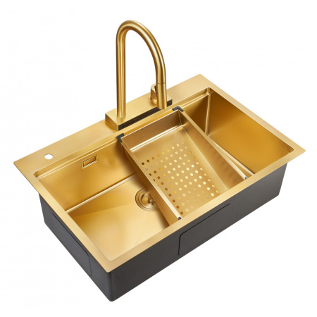Мойка для кухни Milacio Denia 75 Steel (комплект) (MC.77428) золото