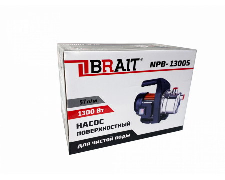 Насос садовый Brait NPB-1300S (57л/мин,всас.7м,напор 44м)