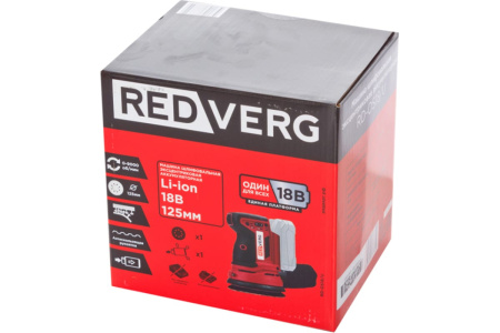 Эксцентриковая плоско-шлифовальная машина аккумуляторная RedVerg RD-OS18U (без акк и з/у,Ø125мм,ход2мм,6000кол/м)