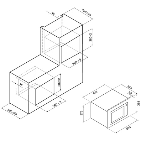 Микроволновая печь встраиваемая Krona RIFLESSO 60 BL V2