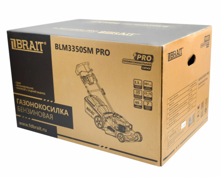 Газонокосилка бензиновая Brait BLM3350SM PRO(3,3кВт/4,5л.с., ширина 50см, выс.25-70мм,тр-к.60л.самох)