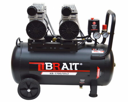 Компрессор воздушный Brait KВ-1700/50х2 (280л/мин,50л,220В/1.7кВт,2цил,8бар)