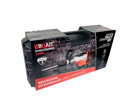 Молоток отбойный Brait DH65DNPRO (1900вт,200-2100уд/мин, кейс, пика, долото)