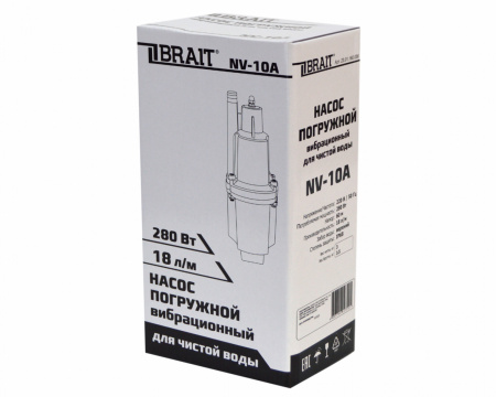 Насос вибрационный Brait NV-10A (верх.забор, 18л/м,погр.5м,напор60м,ф110мм)