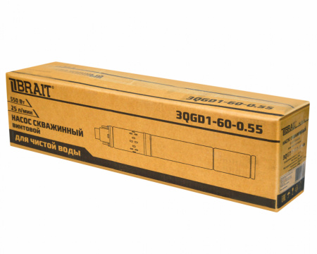 Насос скважинный Brait 3QGD1-60-0.55 (25л/мин,погр.30м,напор 70м,кабель 20м,ф76мм)