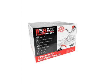Триммер Brait BR-581 (1,6кВт/2,1л.с.,головка М10х1.25L+диск 3/255х25.4,ремень)