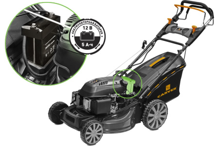 Газонокосилка бензиновая Carver LMG-3653DMSE-VS(шир.53см,выс.25-75мм,тр-к 65л, самоходная)