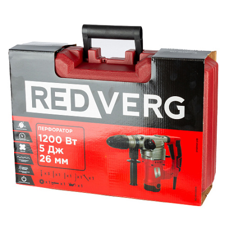 Перфоратор SDS-plus RedVerg RD-RH1200S (1200Вт,3реж,5Дж, кейс, 5 насадок)