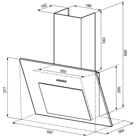 Вытяжка Krona VIERKANT 600 BLACK PB