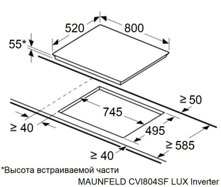 Варочная поверхность индукционная Maunfeld CVI804SFBK LUX Inverter
