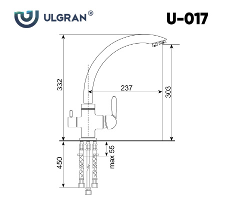 Смеситель Ulgran U-017 антрацит