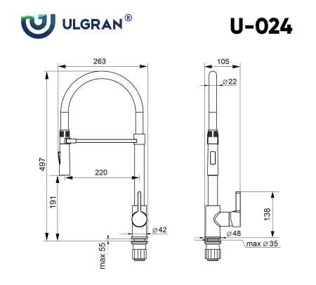 Смеситель Ulgran U-024 хром