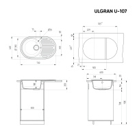 ulgran_u_107_ultra_belyy Кухонная мойка Ulgran U-107 ультра-белый