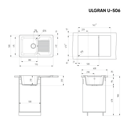 Мойка для кухни Ulgran U-506 ультра-черный
