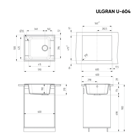 Мойка для кухни Ulgran U-604 песочный
