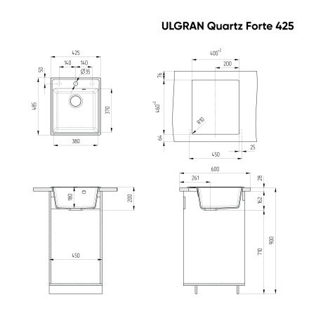 Мойка для кухни Ulgran Forte 425 космос