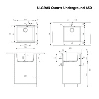 ulgran_underground_450_platina Мойка для кухни Ulgran Underground 450 платина