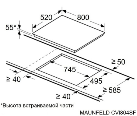 Варочная поверхность индукционная Maunfeld CVI804SFDGR Inverter