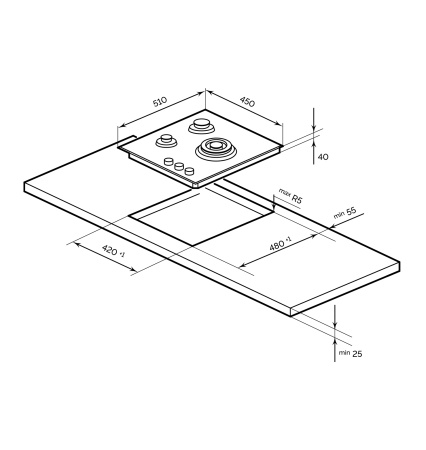 Варочная поверхность газовая Lex GVS 435 IX