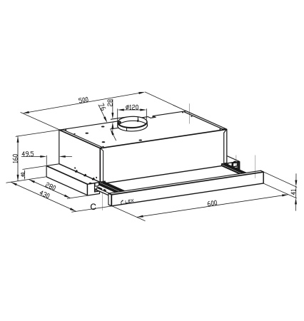 Вытяжка Lex HIDE 600 INOX