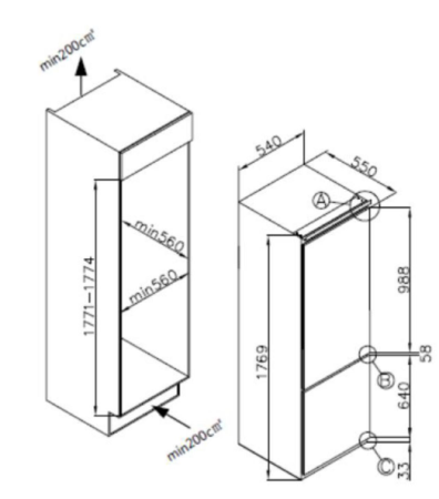 Холодильник встраиваемый Weissgauff WRKI 178 Total NoFrost EcoFresh