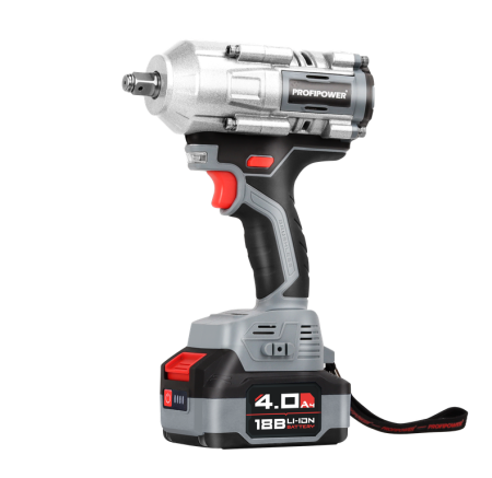 Гайковерт аккумуляторный ударный ProfiPower T-900N (18В,Li-ion,1х4Ач,900Hм,1/2" б/щ) 2.7кг кейс гол.17/19/21