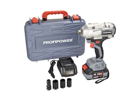 Гайковерт аккумуляторный ударный ProfiPower T-900N (18В,Li-ion,1х4Ач,900Hм,1/2" б/щ) 2.7кг кейс гол.17/19/21