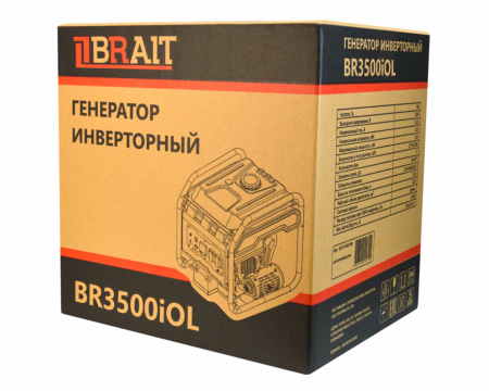 Электростанция бензиновая инверторная Brait BR3500iOL (220В/2х16А,2.8/3.0кВт,4-такт,3.2л/с)31.3кг