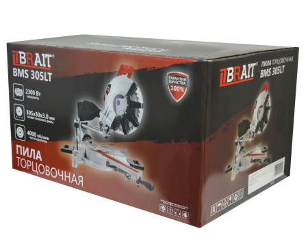 Пила торцовочная Brait BMS 305LT (2300Вт,4000об/мин,диск 305х30мм,пил 100х330мм) 16.2кг