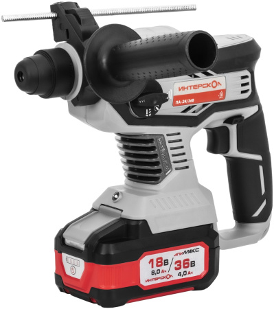 Перфоратор аккумуляторный Интерскол SDS -plus ПА-24/36В (36В,Li-ion,АПИ,2х2,Ач,3реж,2.2Дж,бет 24мм)2.1кг кейс