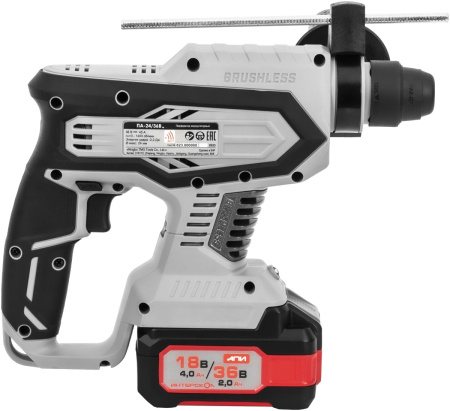 Перфоратор аккумуляторный Интерскол SDS -plus ПА-24/36В (36В,Li-ion,АПИ,2х2,Ач,3реж,2.2Дж,бет 24мм)2.1кг кейс