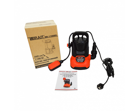 Насос дренажный Brait ND- 250С чист.вода (250Вт,92л/мин,погр.7м,напор 5м,тв.част.5мм) 4.1кг