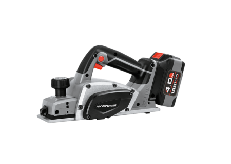 Рубанок аккумуляторный ProfiPower MDKP-18V (18В,Li-ion,1х4Ач, 2 ножа 82х5.5х1.2мм,глуб. 0-2мм) 2.3кг