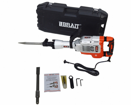 Молоток отбойный Brait DH117DPRО (1800вт,65Дж,1900уд/мин,НЕХ 30) 19.2кг кейс+пика+долото