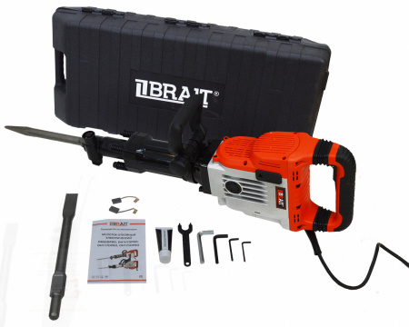 Молоток отбойный Brait DH125DPRО (1800вт,80Дж,1900уд/мин,НЕХ 30) 23.5кг кейс+пика+долото