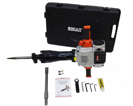 Молоток отбойный Brait DH125DTPRО (2200вт,85Дж,1900уд/мин,НЕХ 30) 25.5кг кейс+пика+долото