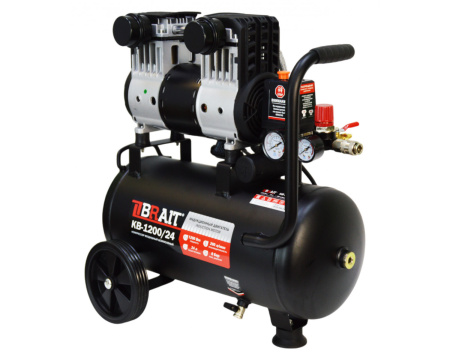 Компрессор прямой Brait KB-1200/24 (200л/мин,24л,220В/1.2кВт,2цил,8бар) 21.5кг