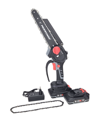 Пила цепная аккумуляторная мини ProfiPower MKGSH-18V (18В,Li-ion,2х2Ач, шина 20см,цепь1/4х1,1х45зв) 2.6кг