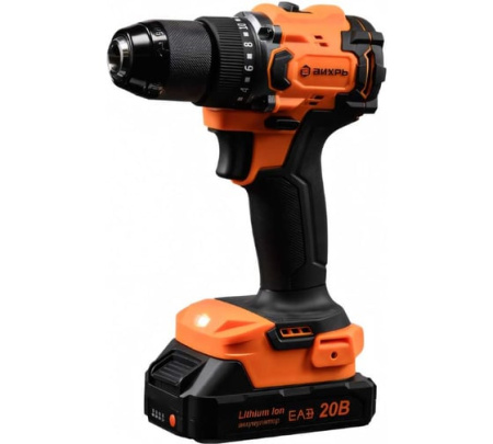 Дрель-шуруповерт аккумуляторная Вихрь ДА-20Л-2К/БП (2,0 А/ч) (бесщеточный двигатель, 70Нм)