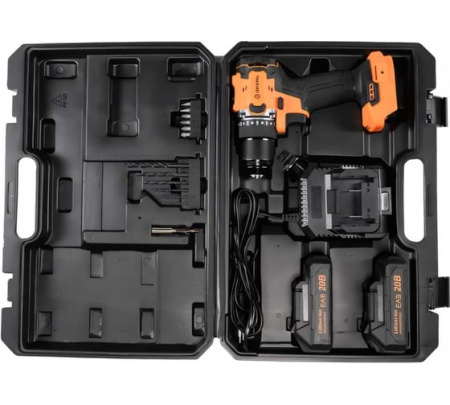 Дрель-шуруповерт аккумуляторная Вихрь ДА-20Л-2К/БП (2,0 А/ч) (бесщеточный двигатель, 70Нм)