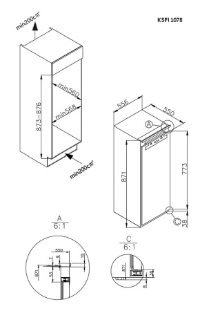 Морозильная камера встраиваемая Korting KSFI 1078