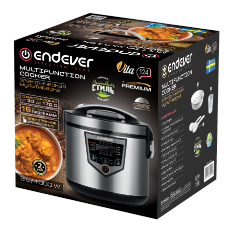 Мультиварка Endever Vita 124 черный-стальной