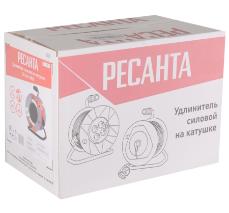 Удлинитель силовой на катушке Ресанта СУ-2х1-50/2 (с выкл., 4 розетки)