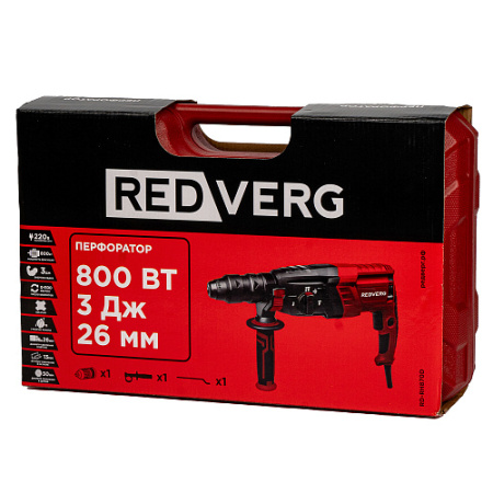 Перфоратор RedVerg SDS -plus RD-RH 870D (800Вт,3реж,3Дж,бетон 26/80мм,сменный патрон) 5кг кейс