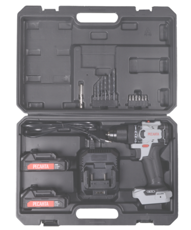 Дрель-шуруповерт аккумуляторная Ресанта ДА-20-2ЛК-БП (бесщеточный двигатель)