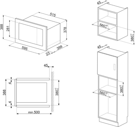 Микроволновая печь встраиваемая Smeg FMI025B3