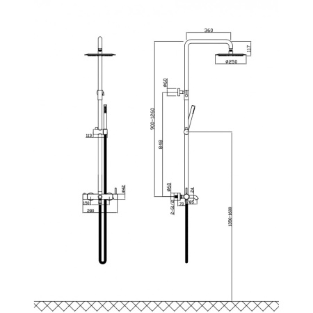 Система для душа Milacio Onis MCU.151.MB, черный матовый